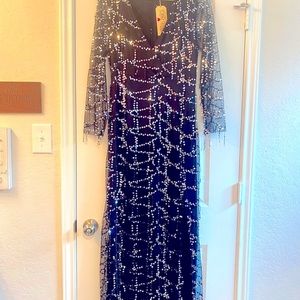 Black formal dress with silver sequins